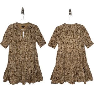 J. Crew | NWT Ruffleneck Tiered Popover Dress in Leopard Dot XS